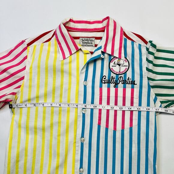 Wacko Maria Guilty Parties Multicolor Striped Shirt Sz Small Miami Fl Drunkards - Picture 7 of 9